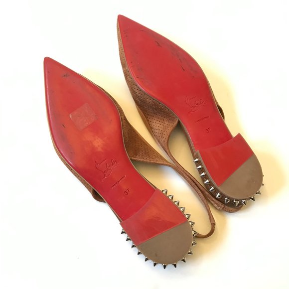 Christian Louboutin Brown Flats with Studded Heel - Picture 14 of 16